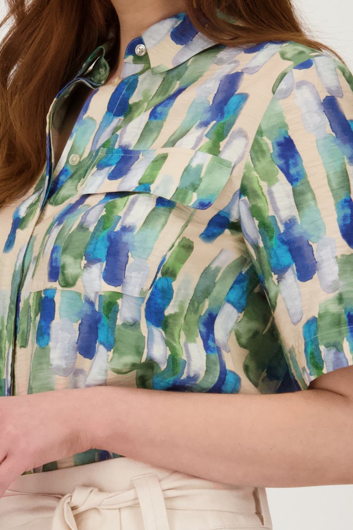Blouse à imprimé aquarelle bleu et vert de Liberty Loving nature pour Femmes