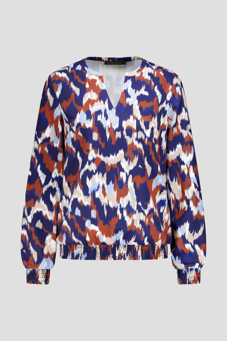 Photo produit 1 de Blouse à imprimé bleu-marron de Claude Arielle pour Femmes