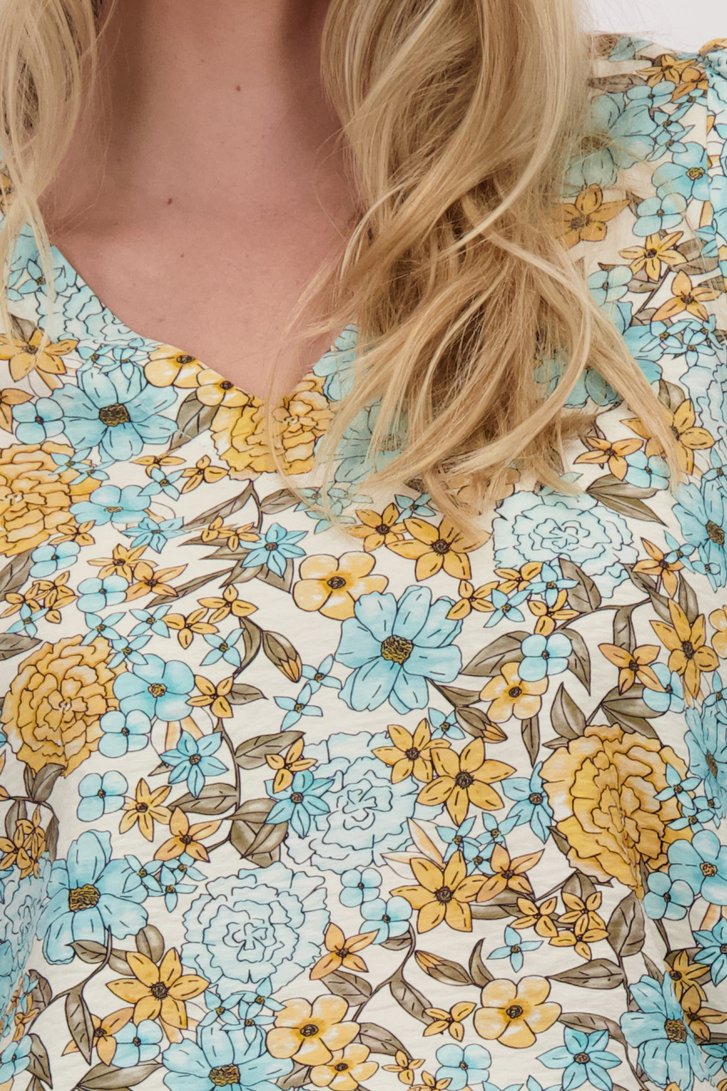 Détail de Blouse à imprimé floral bleu-orange de Libelle pour Femmes