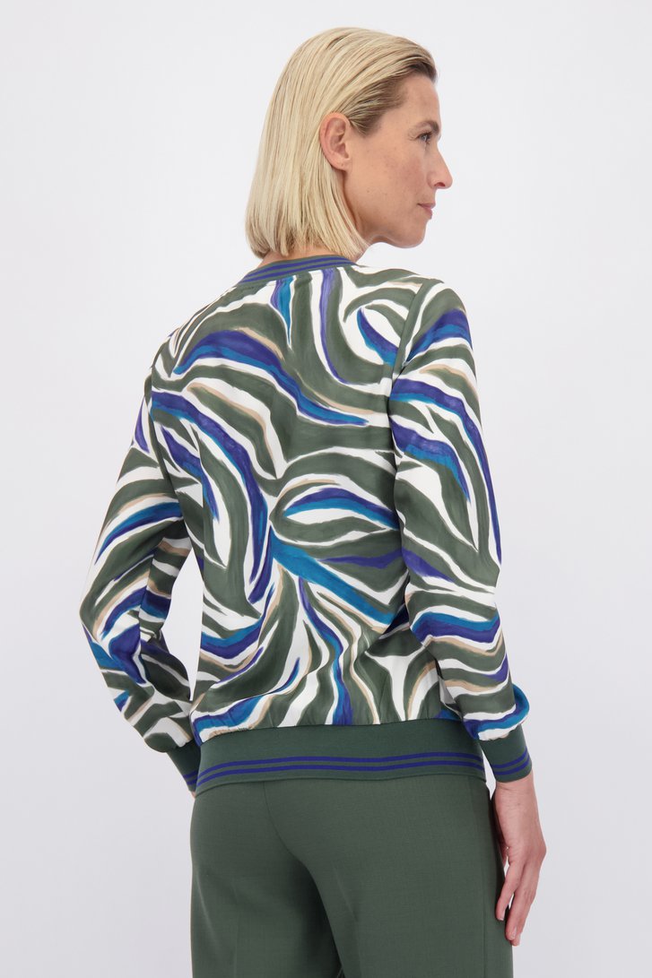 Le dos de Blouse à imprimé graphique bleu et vert de Claude Arielle pour Femmes