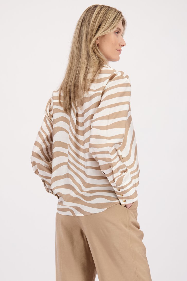 Détail de Blouse à imprimé zèbre beige de D'Auvry pour Femmes