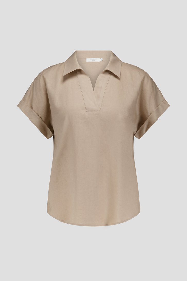 Photo produit 1 de Blouse à manches courtes en lin beige de Liberty Island pour Femmes