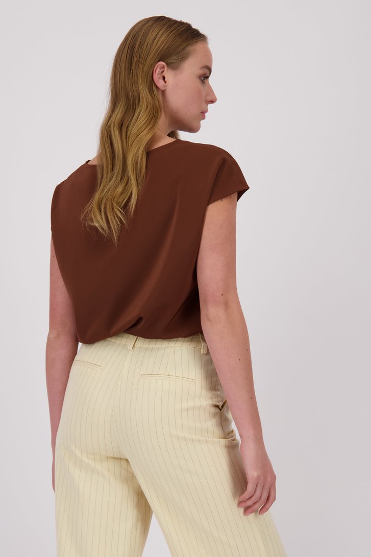 Blouse à manches courtes marron brillant de D'Auvry pour Femmes