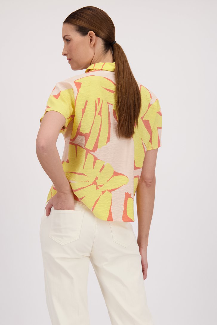 Blouse à motif jaune et rose corail de D'Auvry pour Femmes