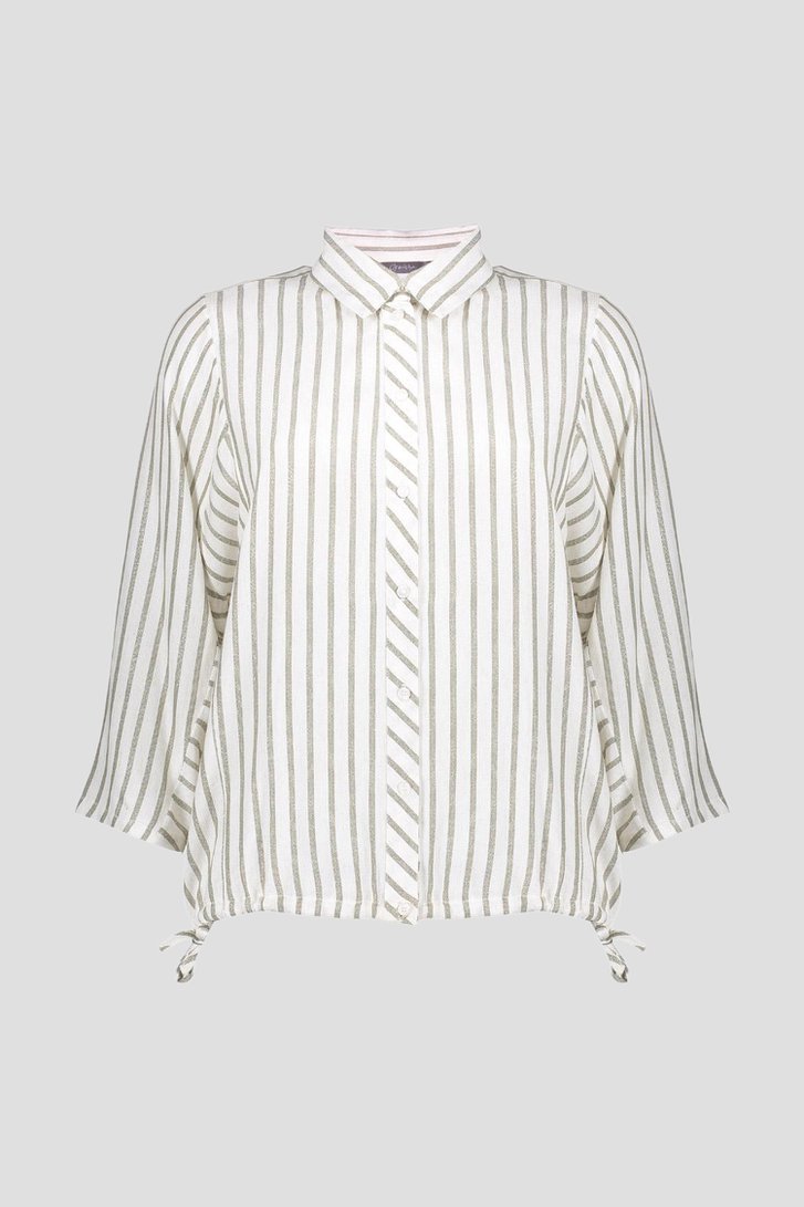 Photo produit 1 de Blouse à motif rayé vert scintillant de Geisha pour Femmes