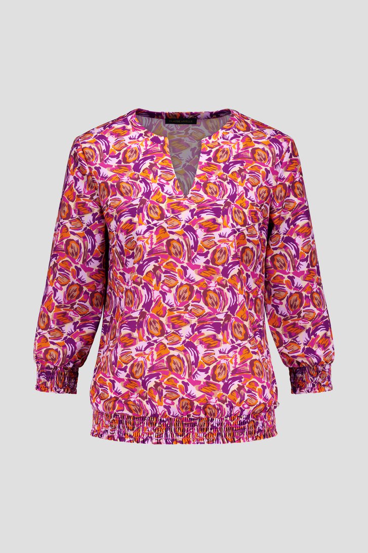 Blouse à taille élastiquée violet-orange de Claude Arielle pour Femmes