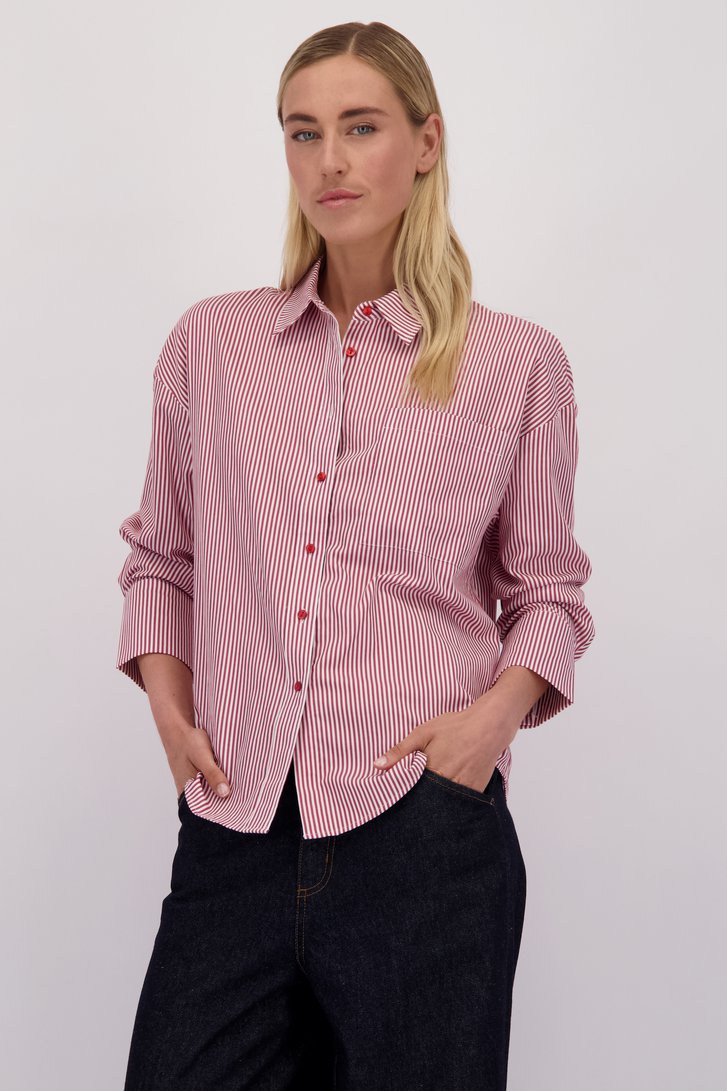 Le devant de Blouse avec motif rayé rouge de Liberty Island pour Femmes
