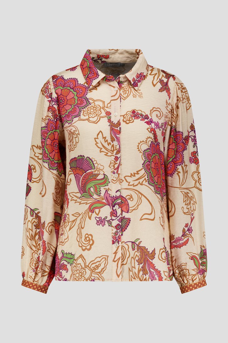 Photo produit 1 de Blouse beige à imprimé fleuri orange de Geisha pour Femmes