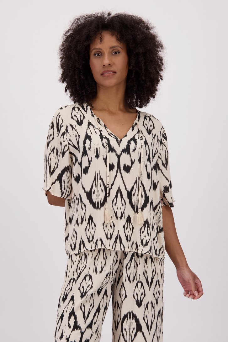 Blouse beige clair à imprimé noir de JDY pour Femmes