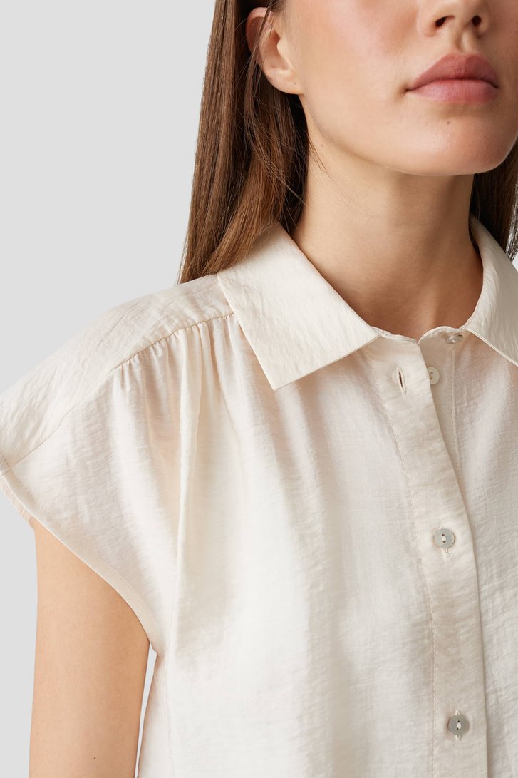 Blouse beige clair à structure froncée de Opus pour Femmes