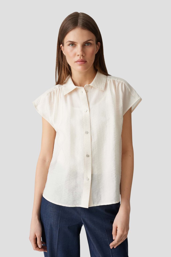 Blouse beige clair à structure froncée de Opus pour Femmes