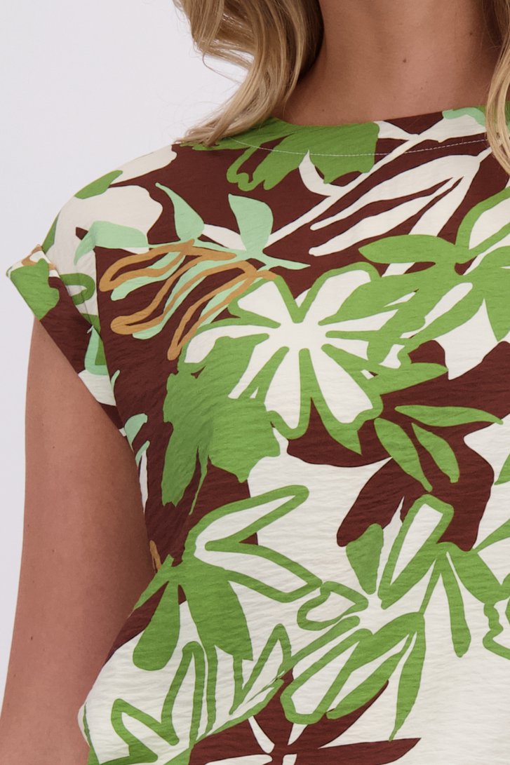 Détail de Blouse beige-vert à imprimé de Libelle pour Femmes