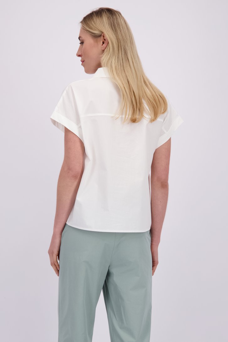 Le dos de Blouse blanche à col en V de Liberty Island pour Femmes