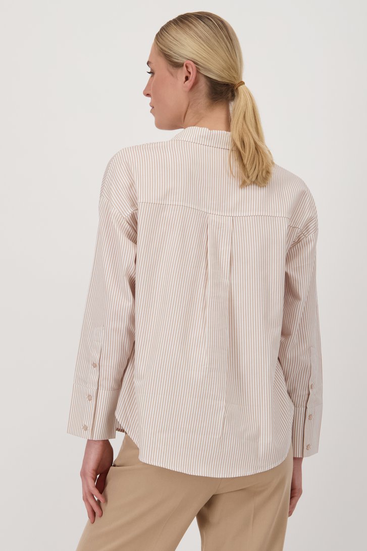 blouse blanche à rayures beiges de Liberty Island pour Femmes
