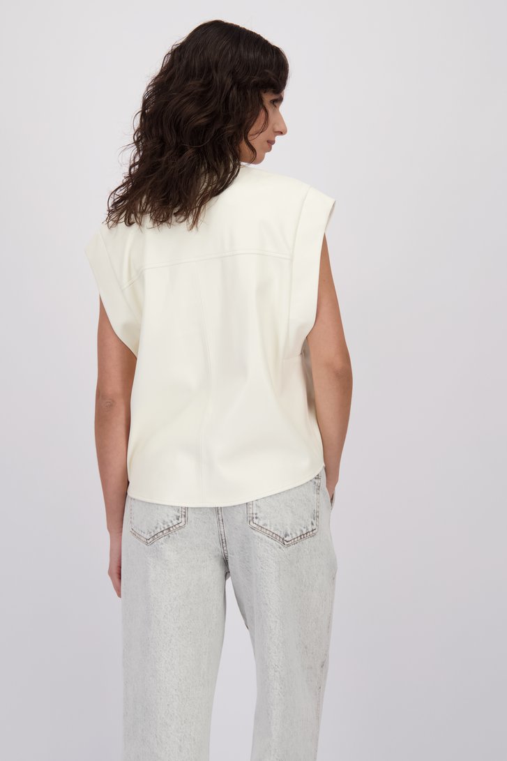 Détail de Blouse blanche aspect cuir de Louise pour Femmes