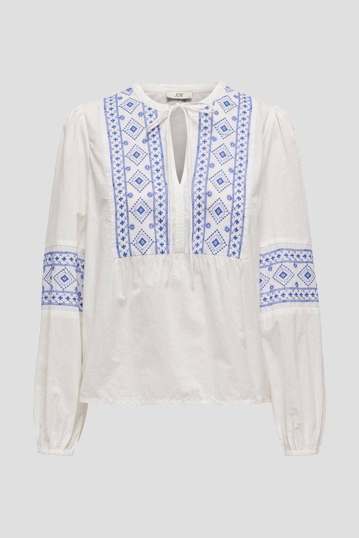 Blouse blanche avec broderie bleue de JDY pour Femmes