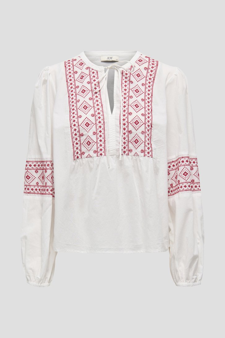 Blouse blanche avec broderie rouge de JDY pour Femmes