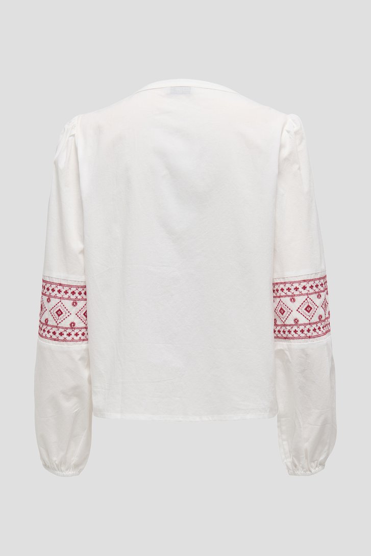 Blouse blanche avec broderie rouge de JDY pour Femmes