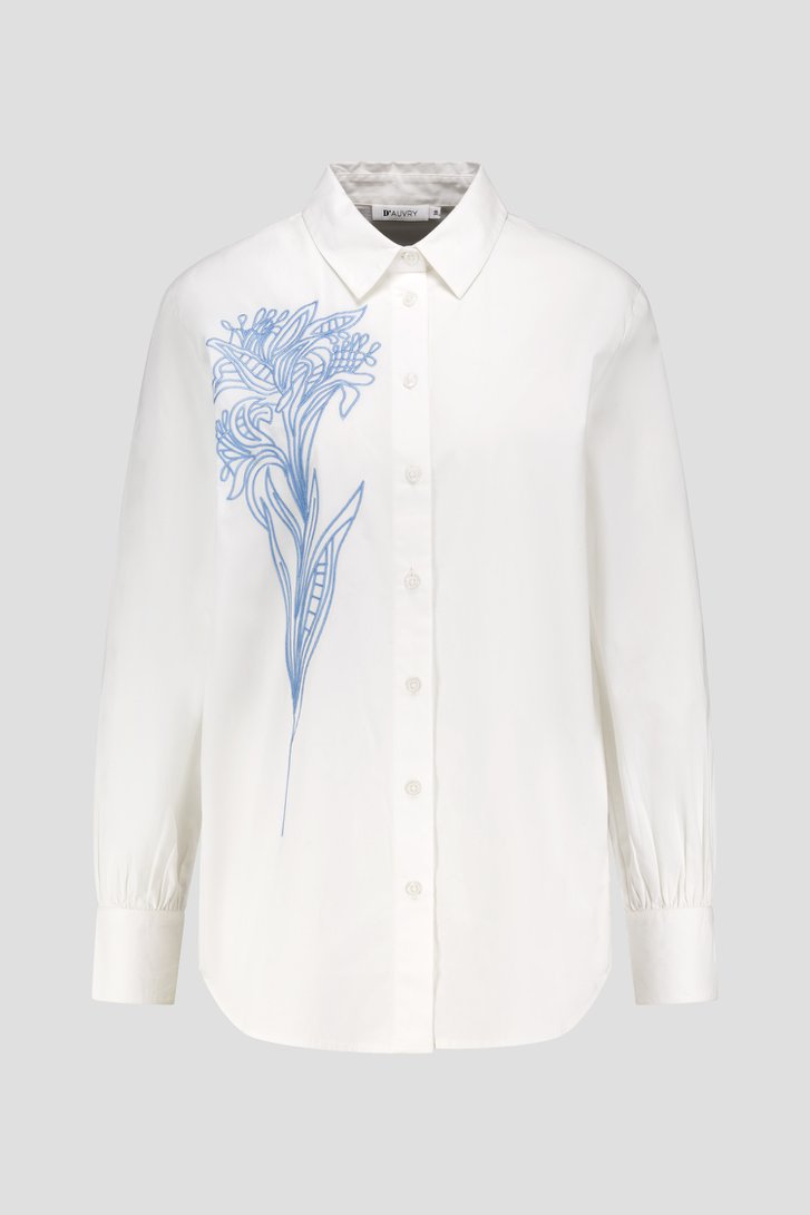 Photo produit 1 de Blouse blanche avec détail bleu clair de D'Auvry pour Femmes