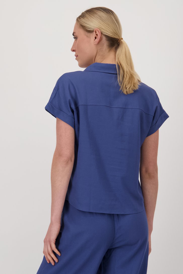 Blouse bleu à col en V et manches courtes de Liberty Island pour Femmes