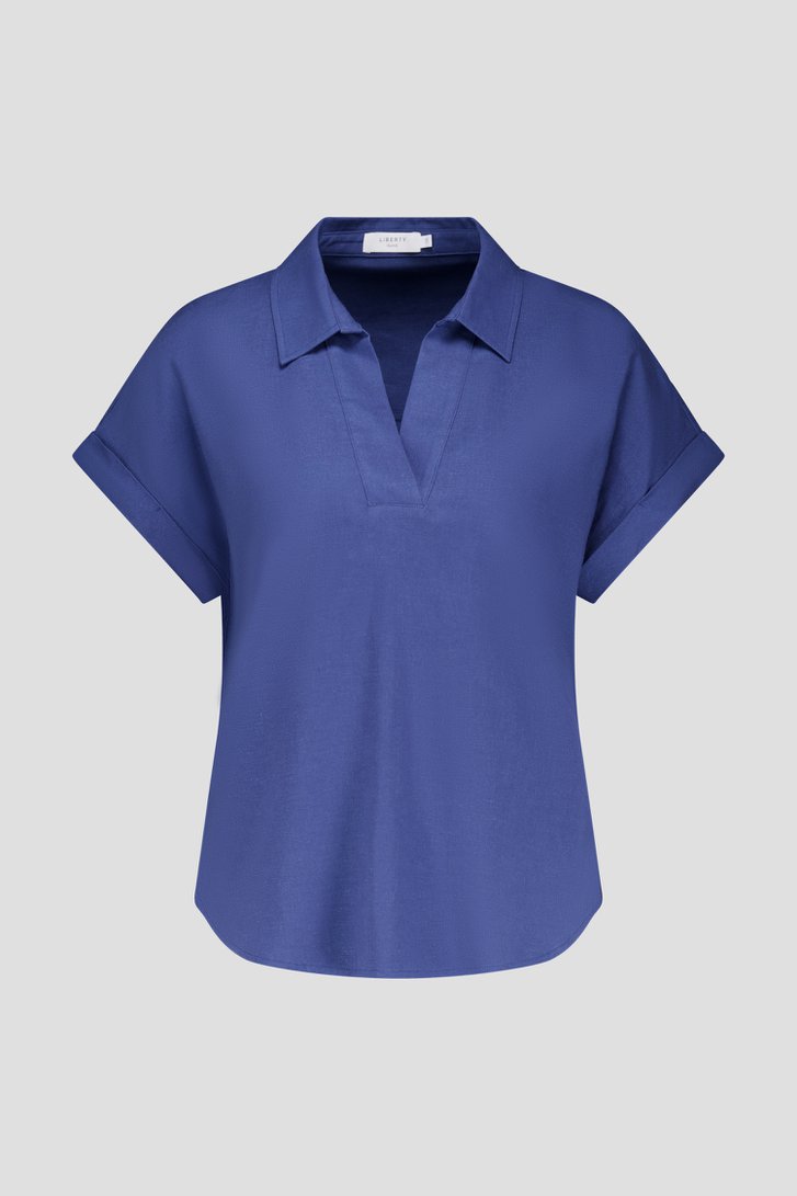 Blouse bleu à col en V et manches courtes de Liberty Island pour Femmes