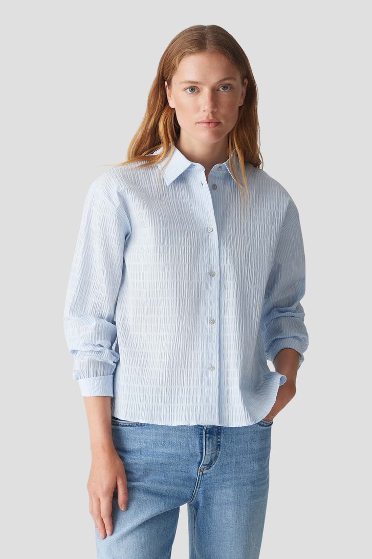 Blouse bleu clair à motif rayé blanc de Opus pour Femmes