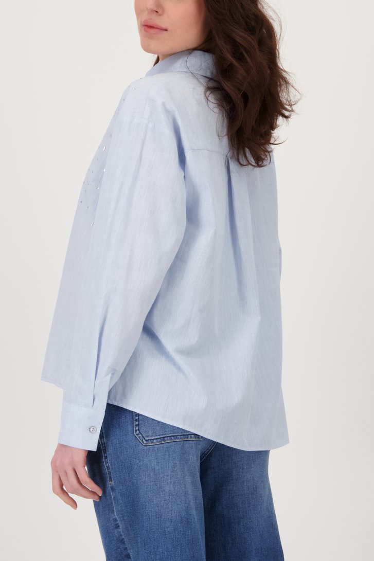 Blouse bleu clair avec strass de Geisha pour Femmes