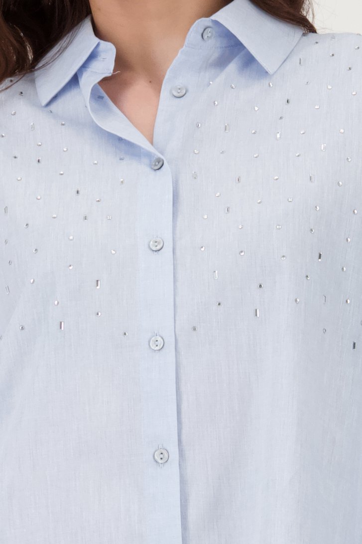Blouse bleu clair avec strass de Geisha pour Femmes