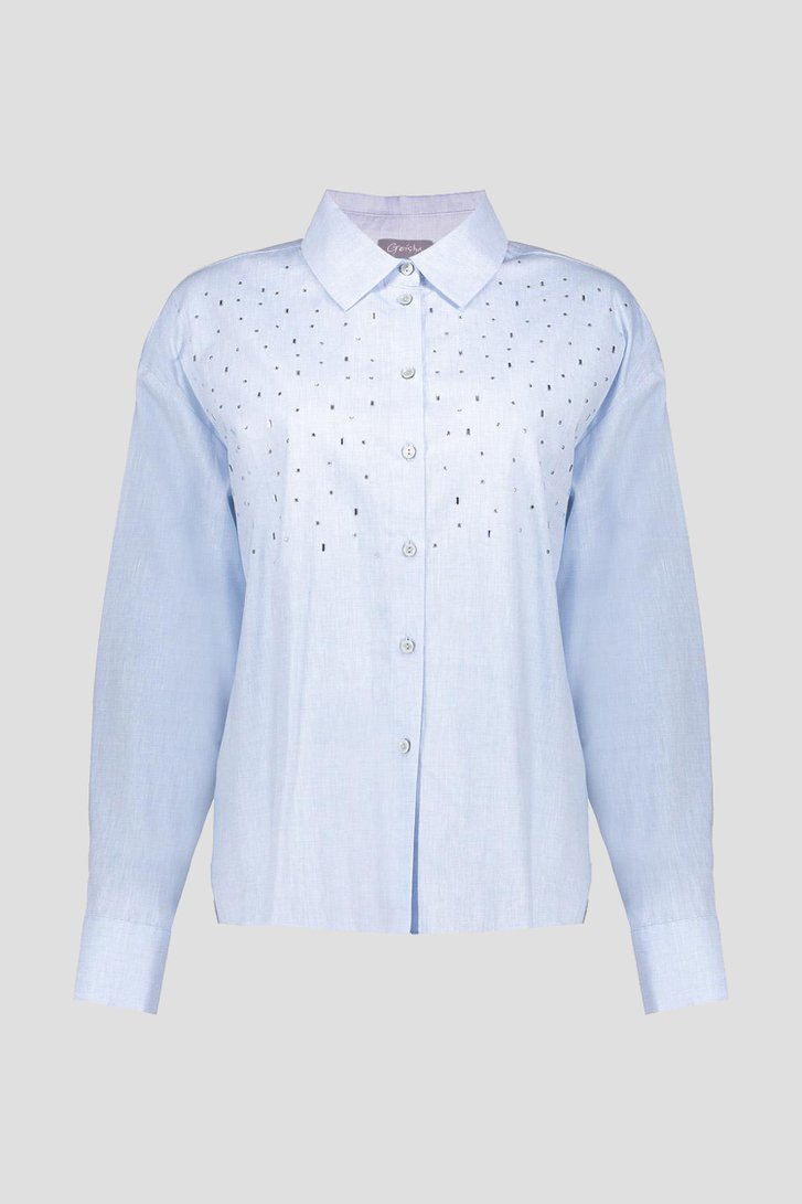 Blouse bleu clair avec strass de Geisha pour Femmes