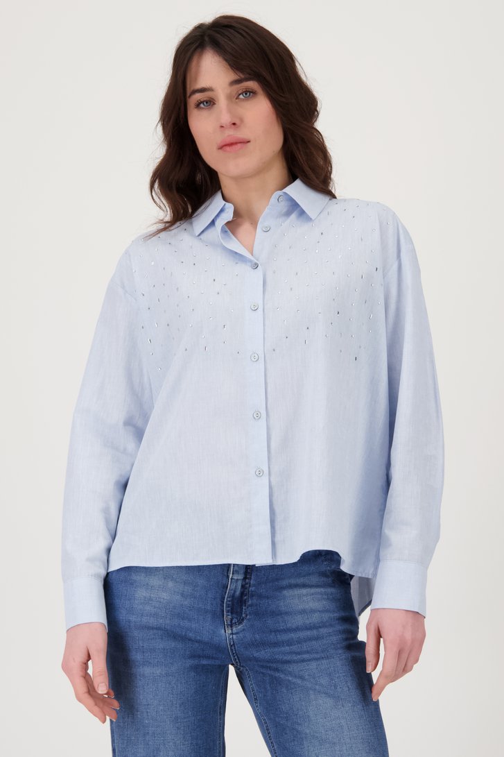Blouse bleu clair avec strass de Geisha pour Femmes