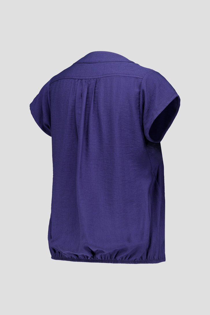 Blouse bleu foncé à manches courtes de AC by Annelien Coorevits pour Femmes