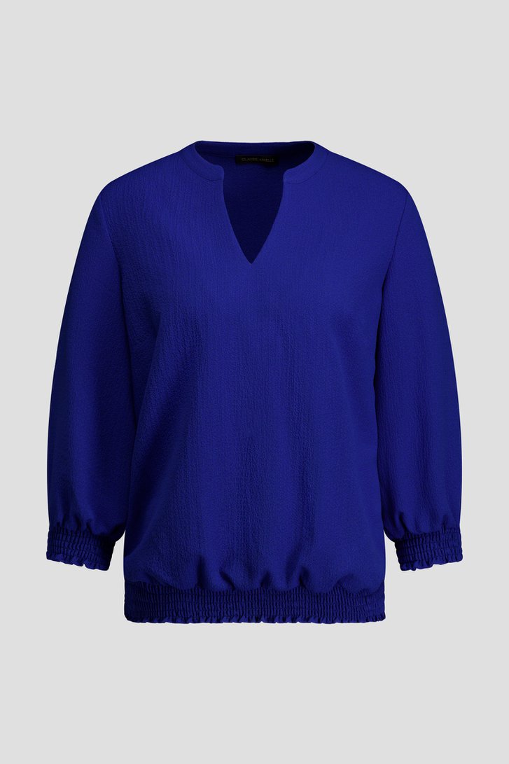 Photo produit 1 de Blouse bleu royal à manches 3/4 de Claude Arielle pour Femmes