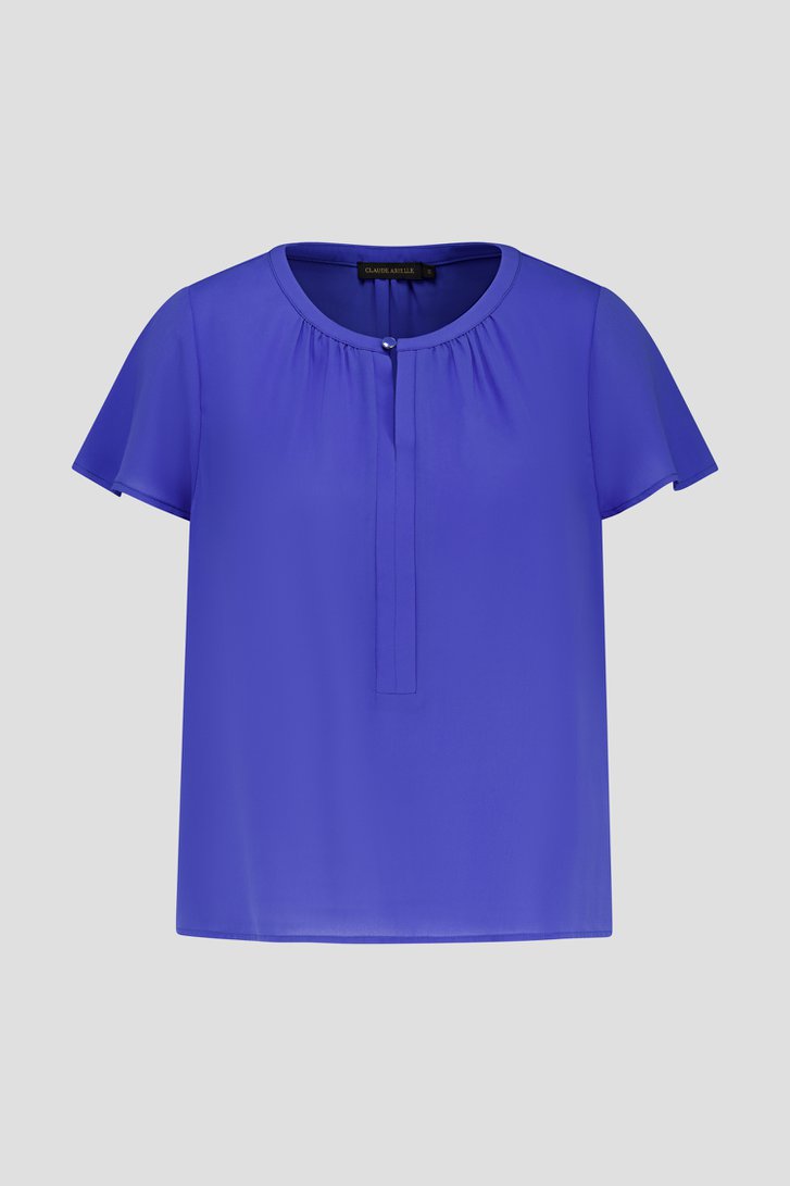 Blouse bleu violet à manches papillon courtes de Claude Arielle pour Femmes
