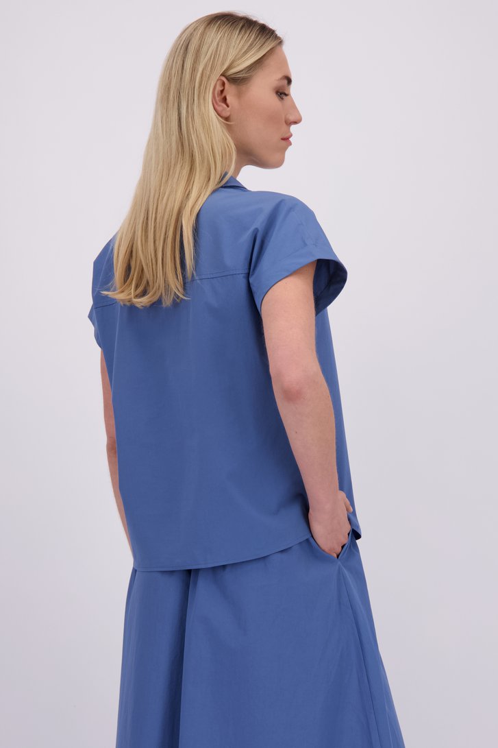 Le dos de Blouse bleue à col en V de Liberty Island pour Femmes