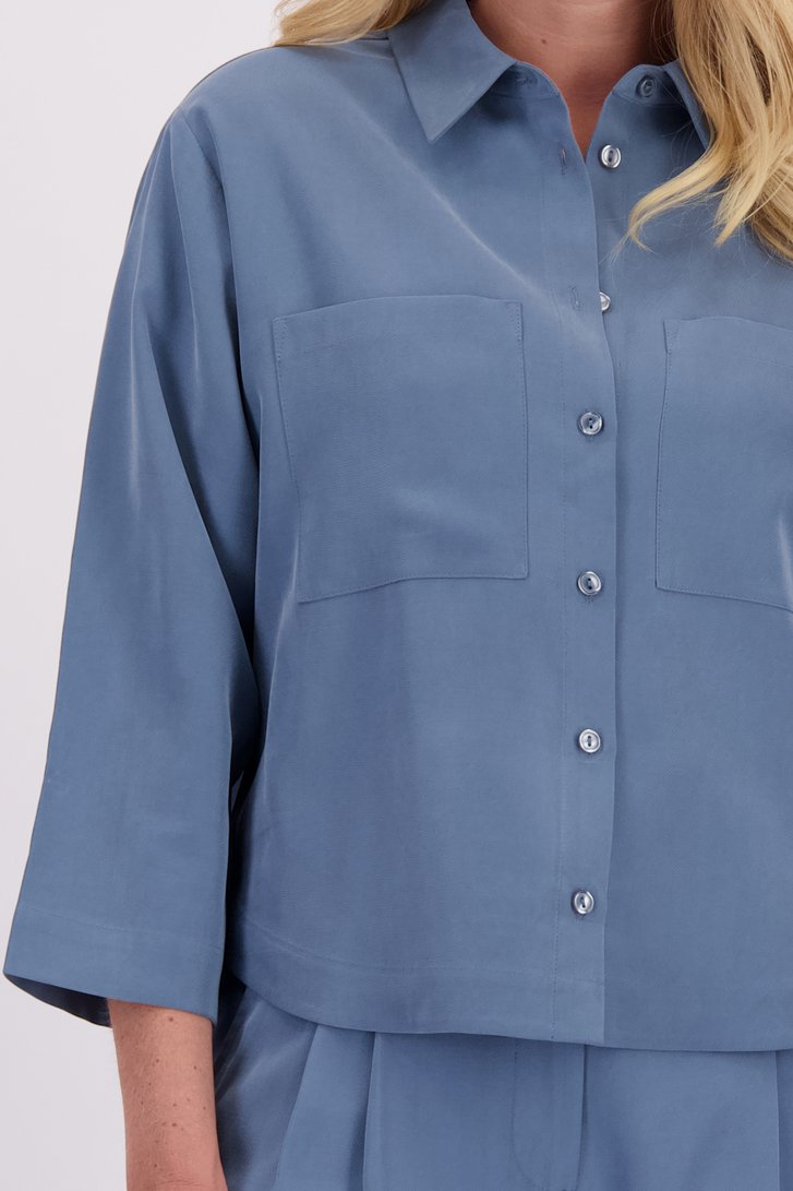 Détail de Blouse bleue à manches 3/4 de Libelle pour Femmes
