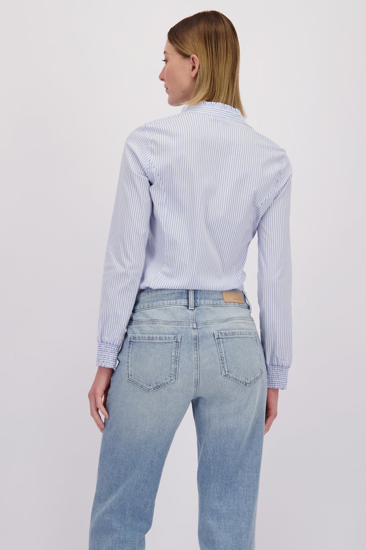 Le dos de Blouse bleue à rayures à manches longues de More & More pour Femmes