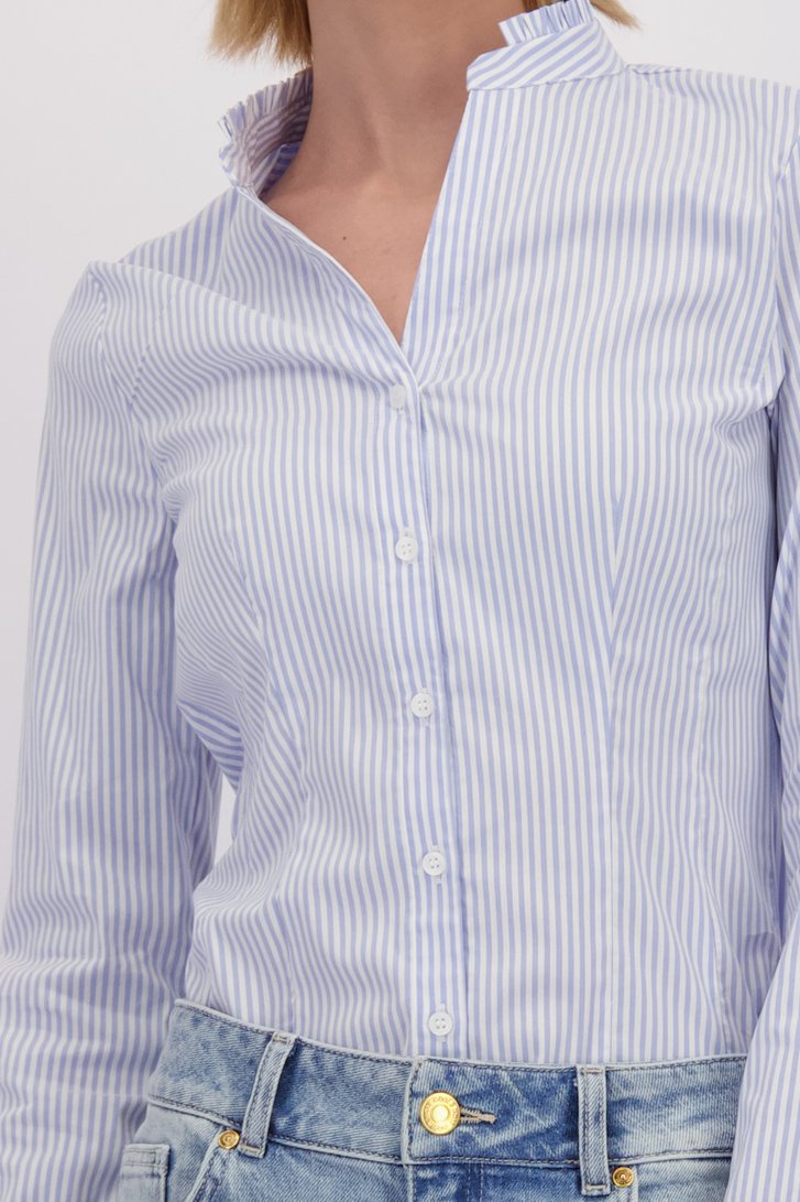 Détail de Blouse bleue à rayures à manches longues de More & More pour Femmes