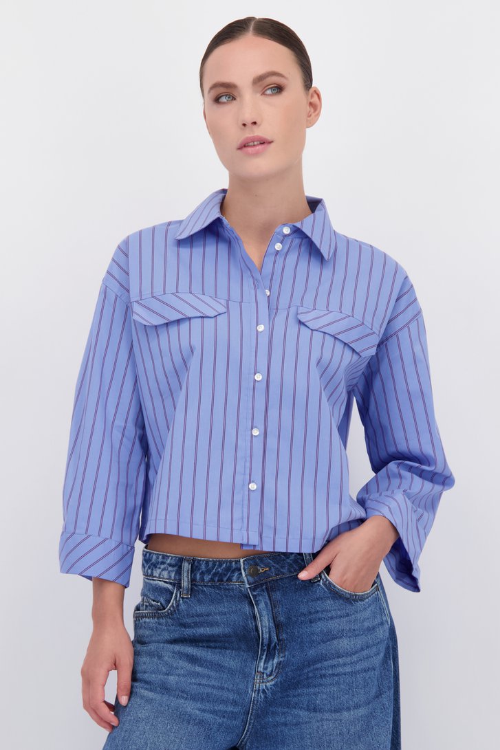 Le devant de Blouse bleue à rayures bordeaux de JDY pour Femmes