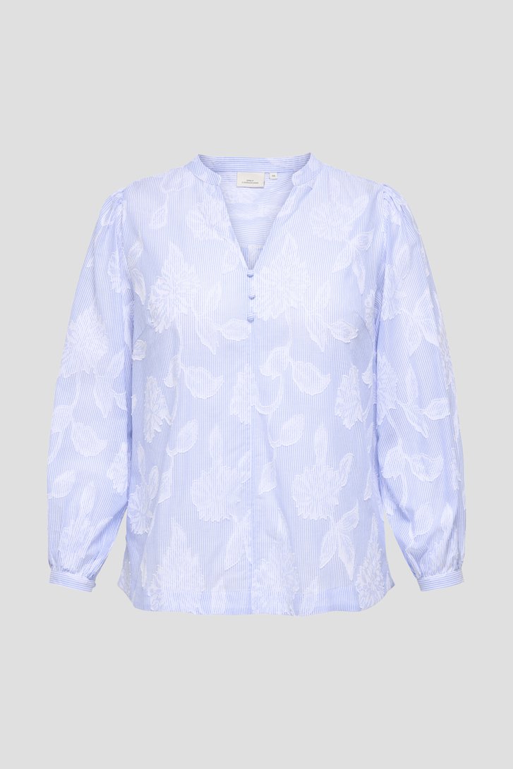 Photo produit 1 de Blouse bleue à rayures et motif feuilles de ONLY Carmakoma pour Femmes