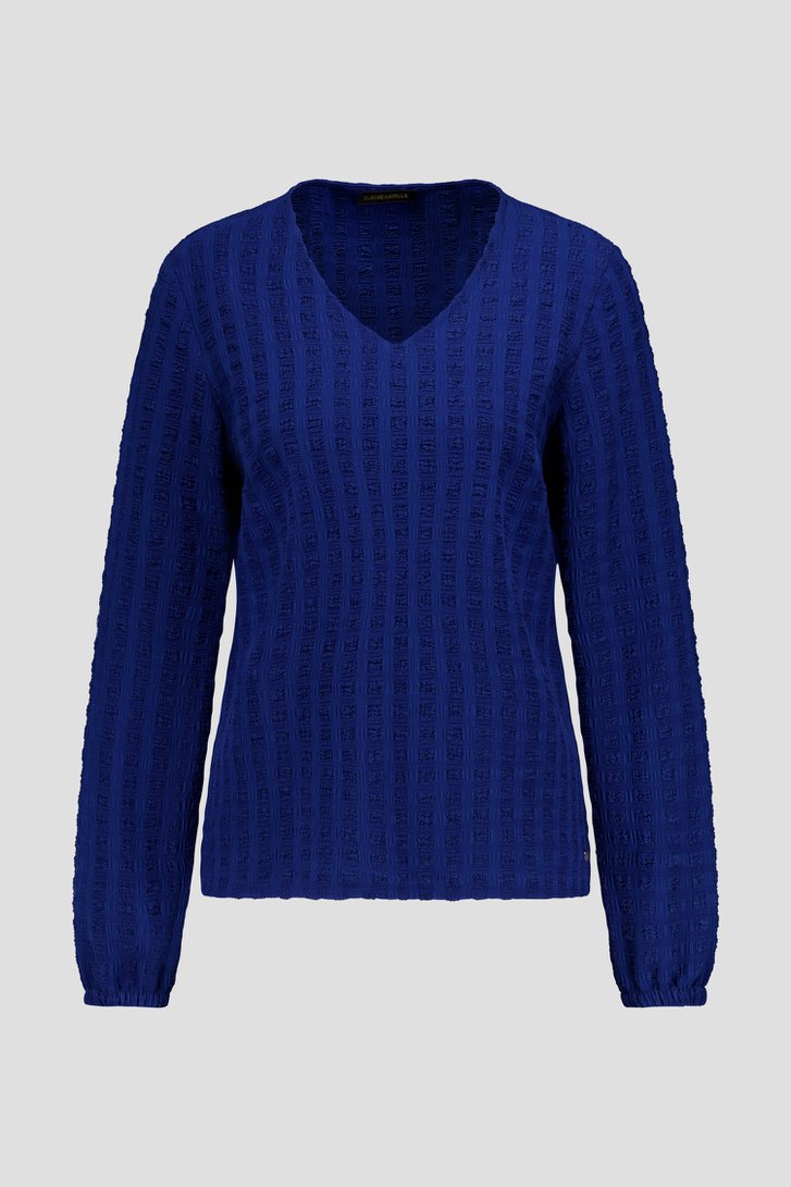 Photo produit 1 de Blouse bleue avec col en V de Claude Arielle pour Femmes