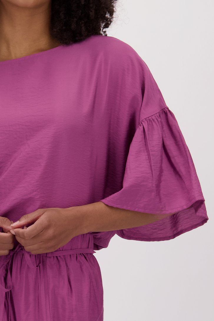 Blouse bordeaux à manches courtes à volants de Louise pour Femmes