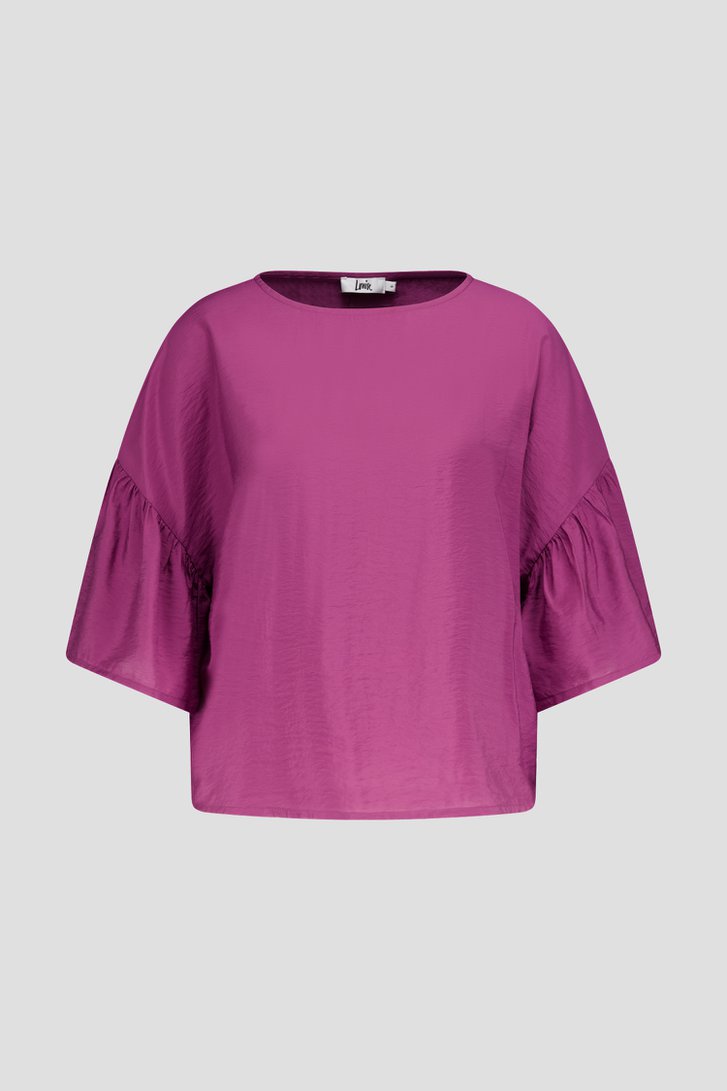 Blouse bordeaux à manches courtes à volants de Louise pour Femmes