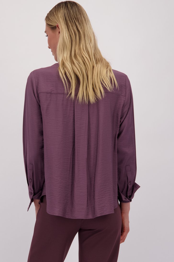 Le dos de Blouse bordeaux à manches longues de Liberty Island pour Femmes