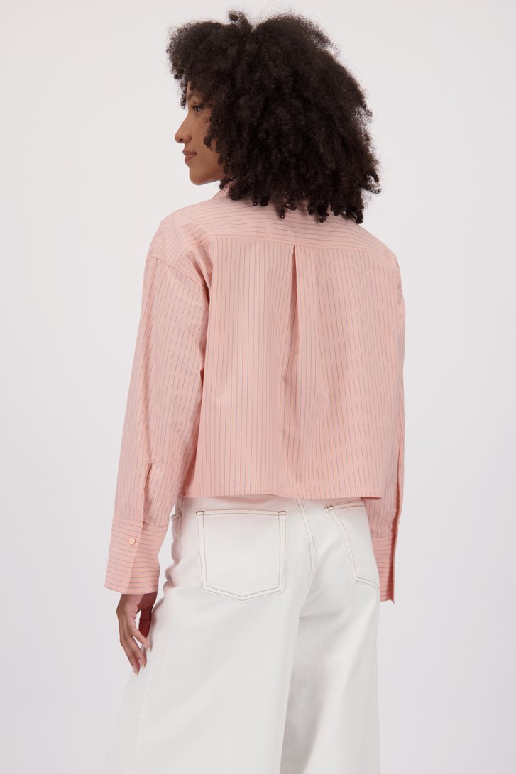 Blouse courte à rayures rose corail de Louise pour Femmes