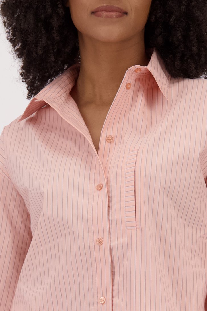 Blouse courte à rayures rose corail de Louise pour Femmes