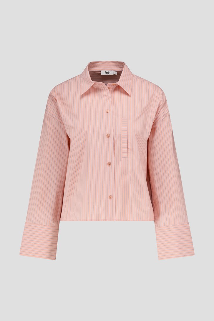 Blouse courte à rayures rose corail de Louise pour Femmes