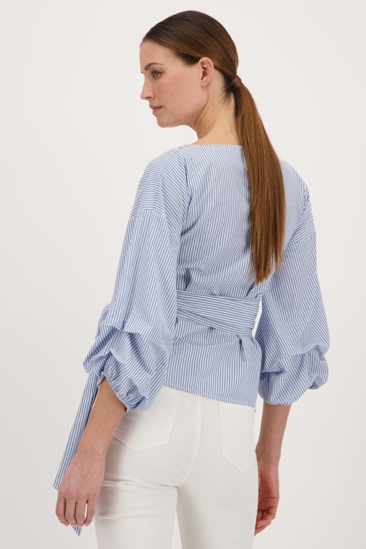 Blouse croisée à rayures bleues de More & More pour Femmes