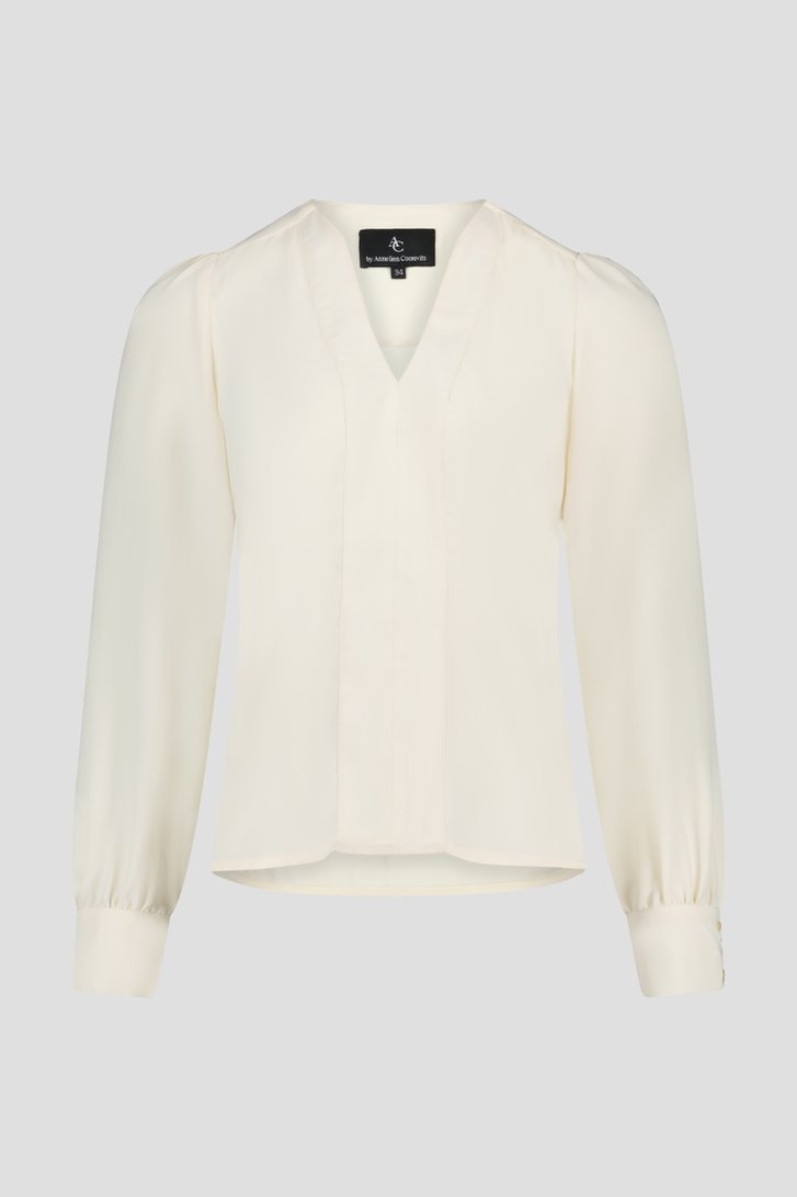 Blouse écrue à col en V de AC by Annelien Coorevits pour Femmes