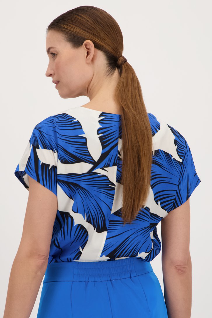 Blouse écrue à imprimé de feuilles bleues de D'Auvry pour Femmes