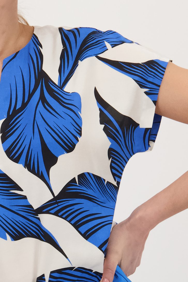 Blouse écrue à imprimé de feuilles bleues de D'Auvry pour Femmes